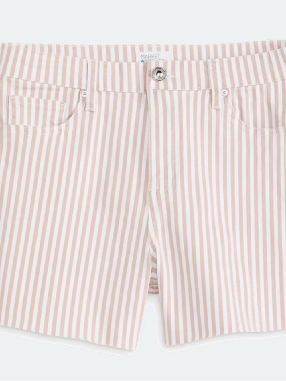 Market & Spruce Tan and White Vertical Stripe Shorts
